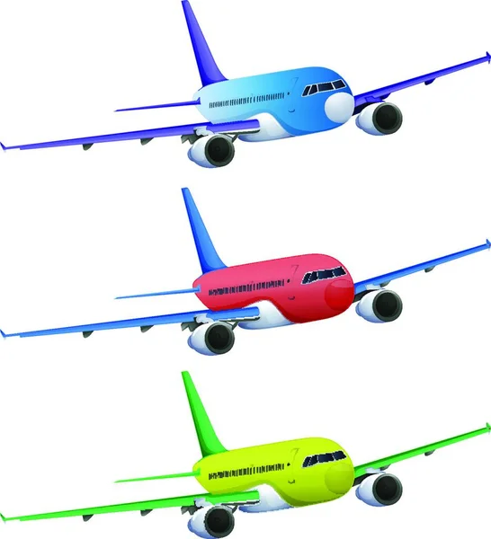 Colorful Planes Vector Illustration — Stock Vector