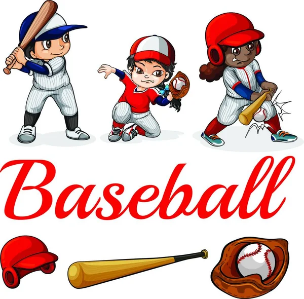 Giocatori Baseball Illustrazione Vettoriale — Vettoriale Stock