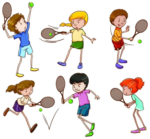 Jugadoras Tenis Masculinas Femeninas — Archivo Imágenes Vectoriales