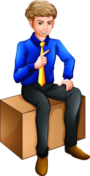 Man Som Sitter Box Vektor Illustration — Stock vektor
