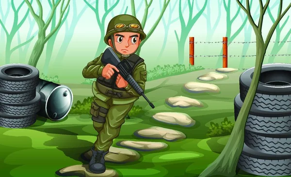 Illustration Vectorielle Homme Soldat — Image vectorielle