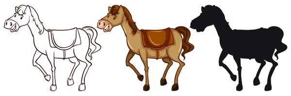 Three Horses Beautiful Vector Illustration — Stock Vector