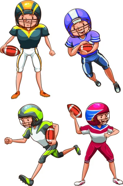Simple Boceto Color Los Futbolistas Americanos — Archivo Imágenes Vectoriales