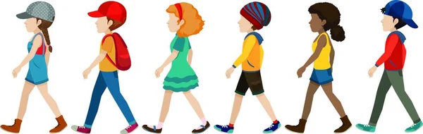 Adolescentes Sin Rostro Caminando Ilustración Vector Moderno — Archivo Imágenes Vectoriales