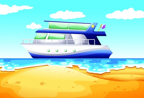 Strand Csónak Gyönyörű Vektor Illusztráció — Stock Vector