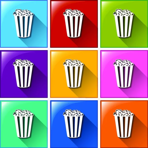 Icons Popcorns Beautiful Vector Illustration — Stock Vector