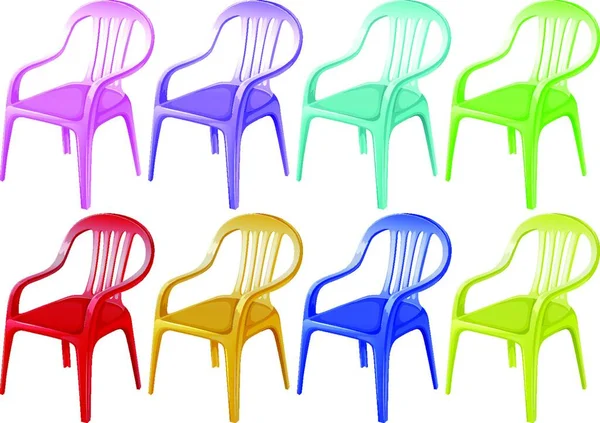 Colourful Plastic Chairs Beautiful Vector Illustration — Stock Vector