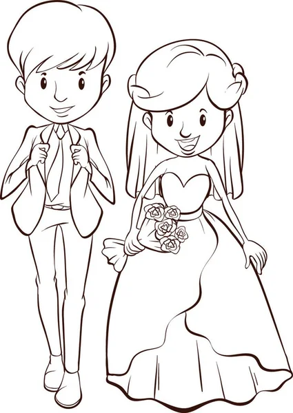 Matrimonio Coppia Vettoriale Illustrazione — Vettoriale Stock