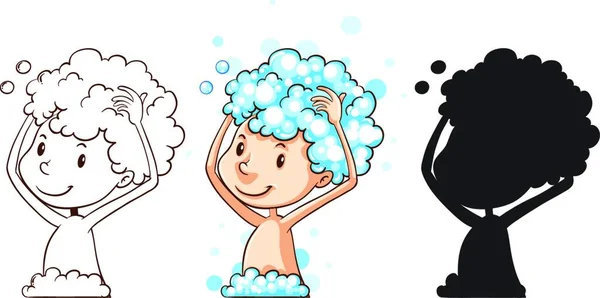 Washing Hair Vector Illustration — Stock Vector