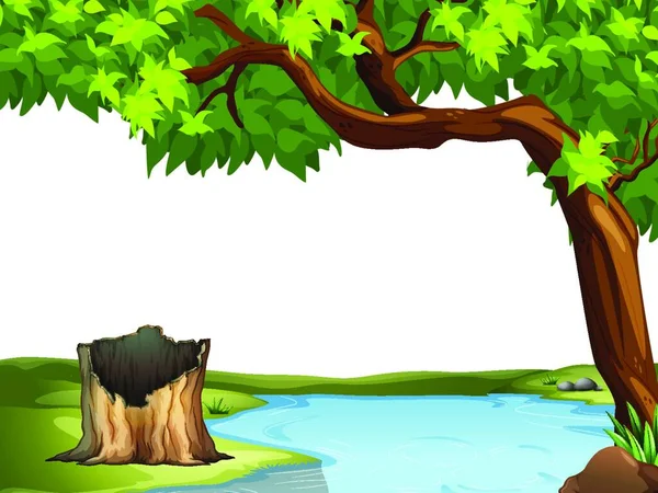 Ilustração Vetor Lagoa Árvore — Vetor de Stock
