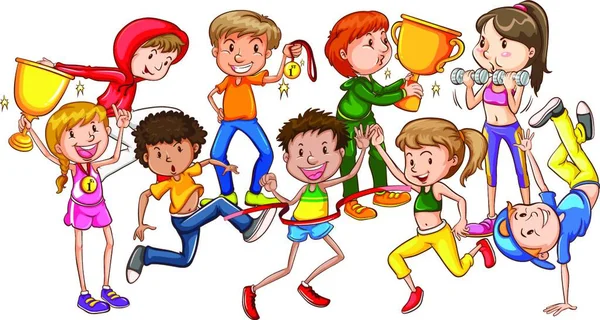 Sport Dzieci Kolorowe Wektor Ilustracji — Wektor stockowy