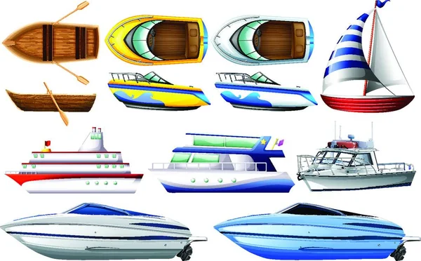Barche Set Moderno Vettoriale Illustrazione — Vettoriale Stock