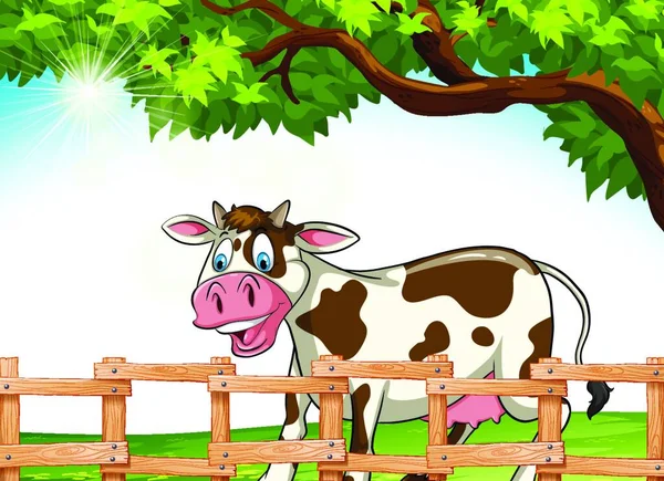 Una Vaca Sonriente Vector Ilustración — Vector de stock