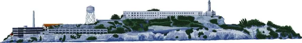 Die Vektorillustration Der Insel Alcatraz — Stockvektor