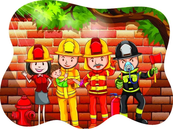Firefighter Colorful Vector Illustration — Stock Vector