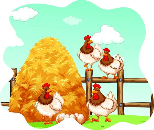 Illustration Der Hühner — Stockvektor