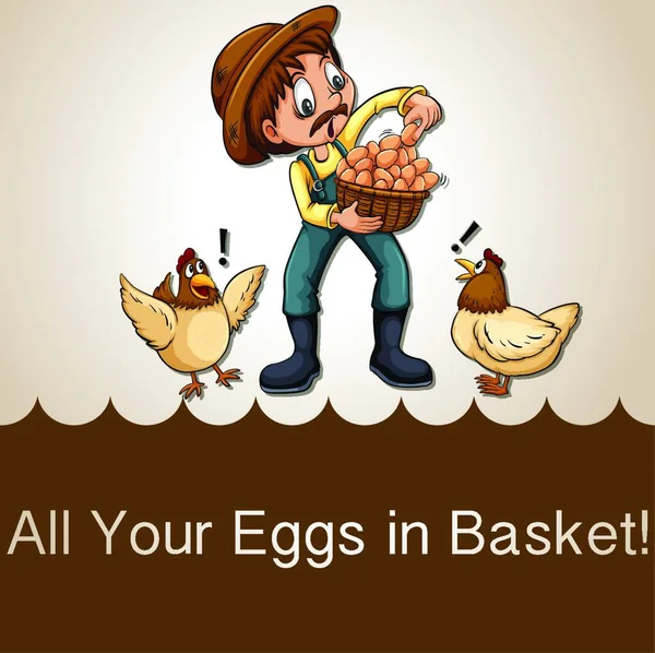 Illustration Des Bauern Mit Eiern — Stockvektor