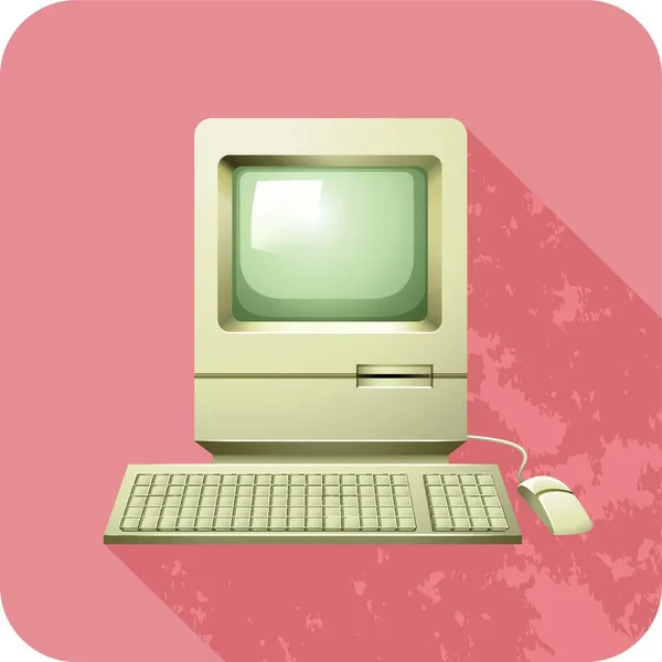Ilustração Vetor Computador Velho — Vetor de Stock