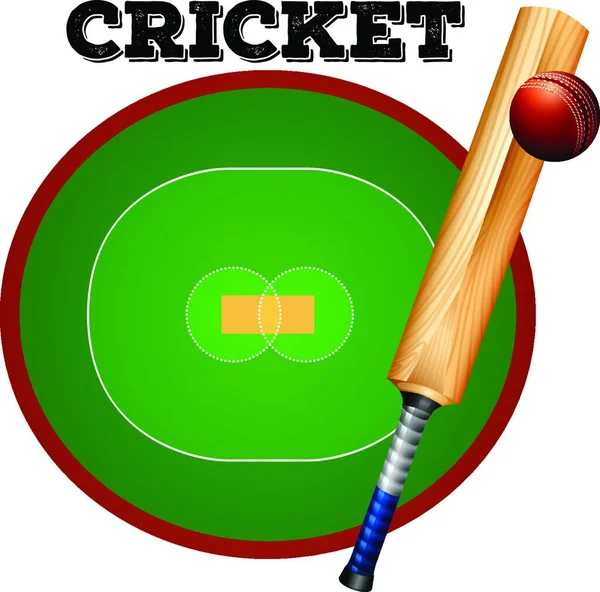 Campo Cricket Disegno Semplice Illustrazione Vettoriale — Vettoriale Stock