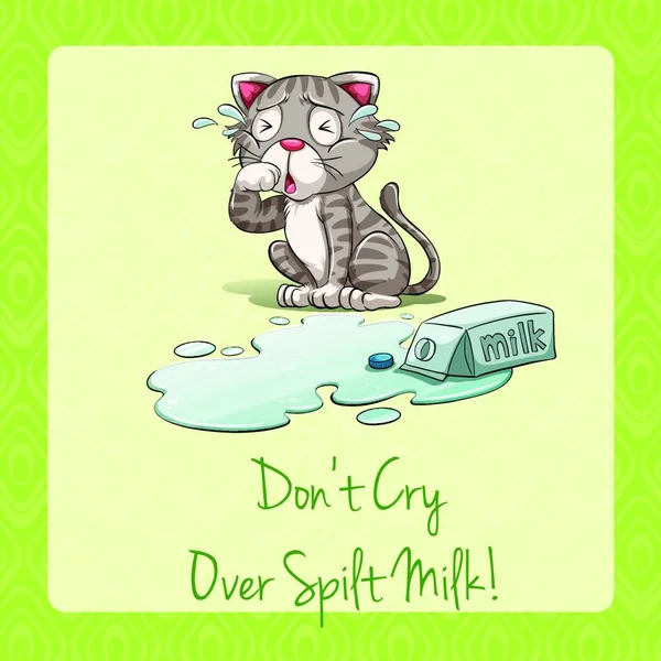 Кіт Плаче Поруч Молоком — стоковий вектор