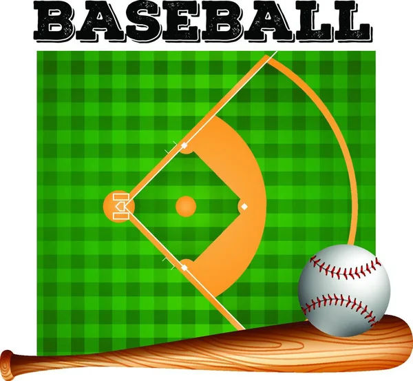 Baseball Field Vector Illustration Simple Design — Stock Vector