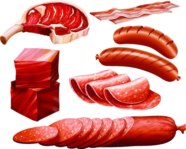 Beef Set Vector Illustration — Stock Vector