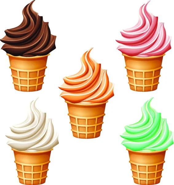 アイスクリームアイコンのセットベクトルイラスト — ストックベクタ