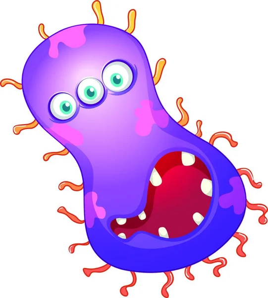 Bacterias Púrpura Con Cara — Vector de stock