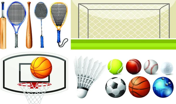 Sport Equipment Different Goals — Stockvector