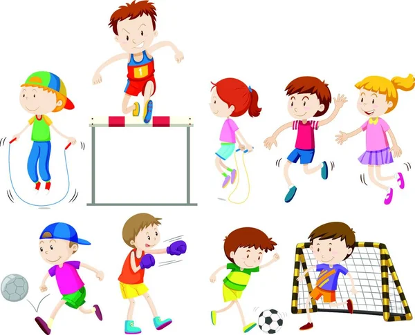 Děti Dělají Různé Druhy Sportů — Stockový vektor
