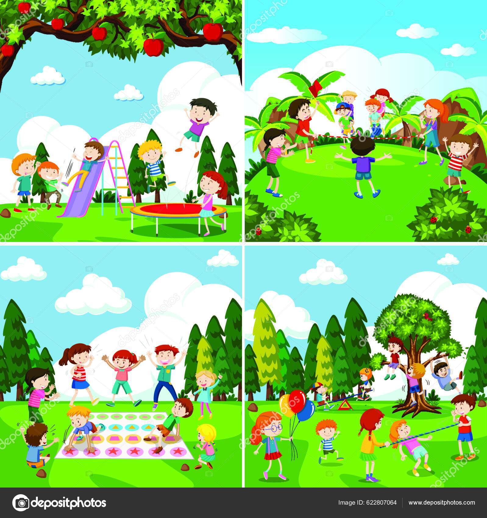 Set Scenes Children Playing Stock Vector by ©YAY_Images 622807064