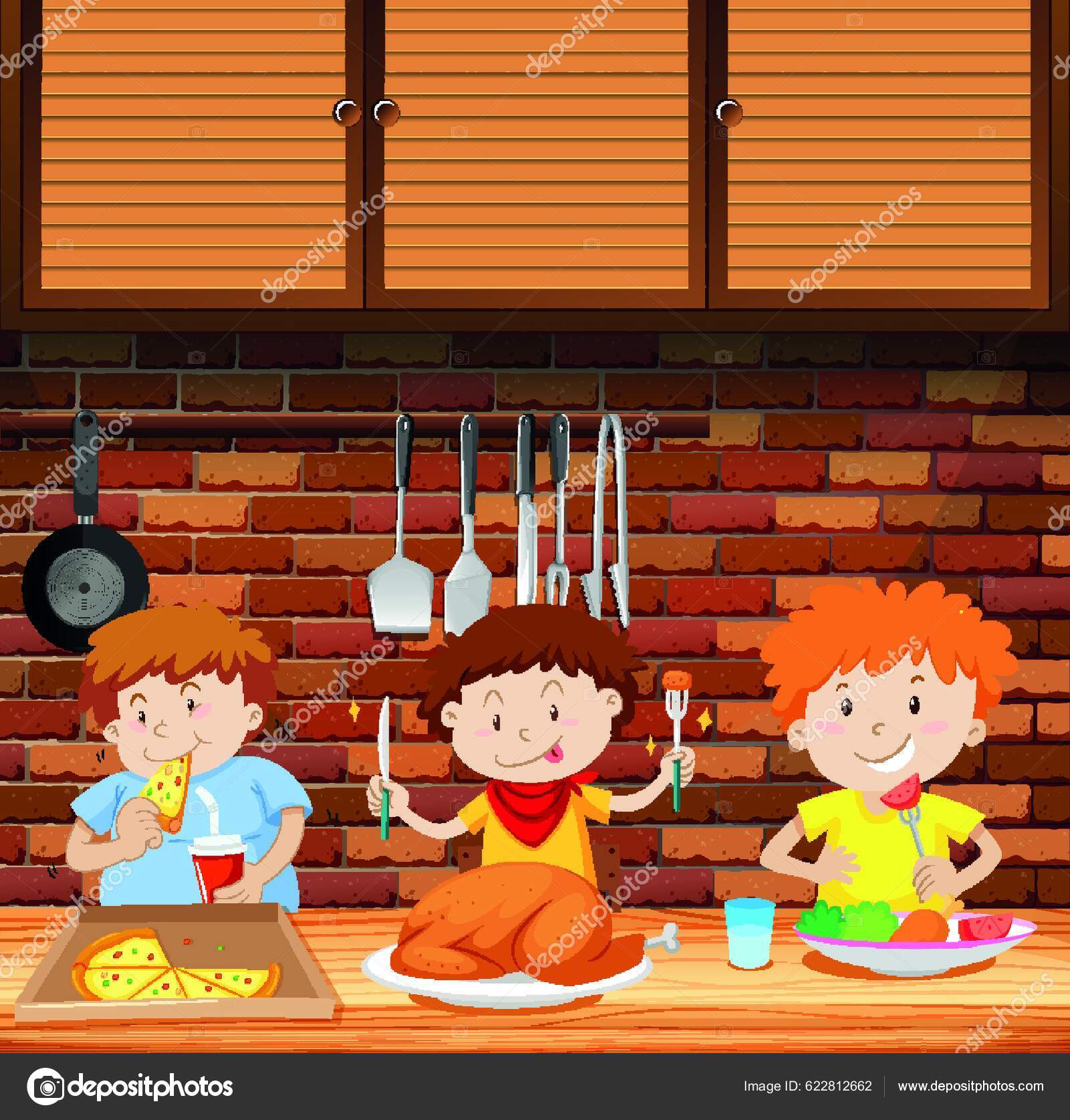 children-eating-meal-togther-stock-illustration-by-yay-images-622812662