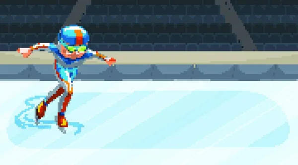 Background Scene Athletes Doing Iceskating Arena — Stock Vector