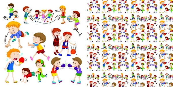 Set Seamless Background Design Isolated Objects Theme Children Sport — Stockový vektor