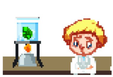 Bilim öğrencisi yaprak üzerinde deney yapıyor.