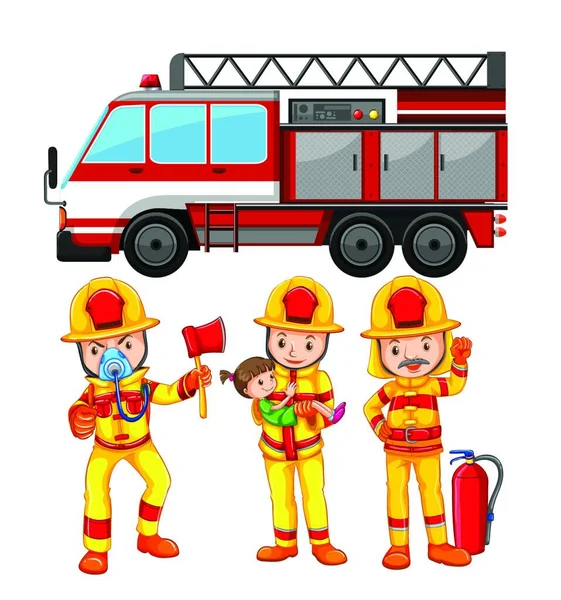 Set Fireman Truck — Image vectorielle