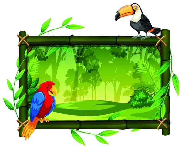 Birds Jungle Picture Frame — Stock vektor