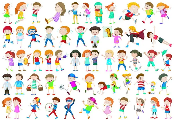 Large Set Different Kids — Stock Vector