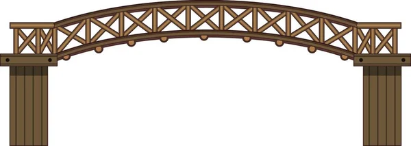 Изолированная Векторная Иллюстрация Деревянного Моста — стоковый вектор