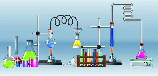 Science Lab Many Equipment — стоковий вектор