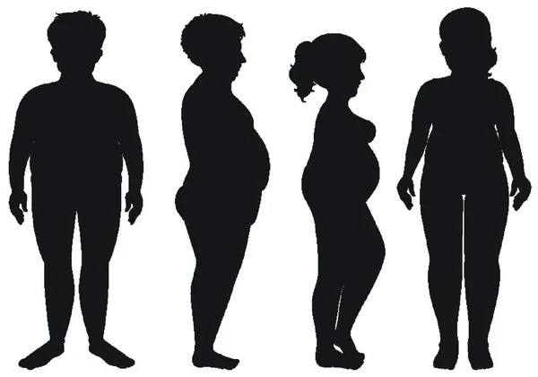 Silhouette men and women on white background