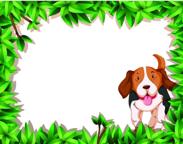 Dog Leaves Frame Vector Illustration — Stock Vector