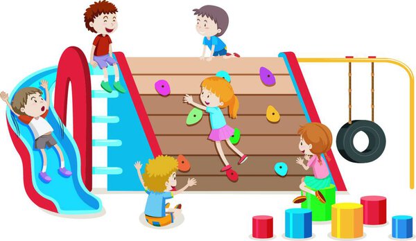 Дети играют на детской площадке
