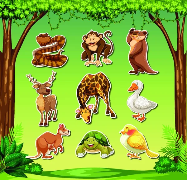 Set Animals Sticker — Vettoriale Stock