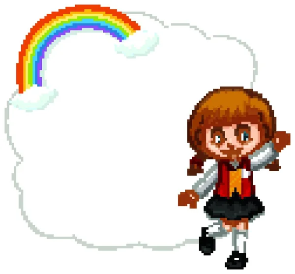 Ευτυχισμένο Κορίτσι Και Σύννεφο Πλαίσιο Διανυσματική Απεικόνιση — Διανυσματικό Αρχείο