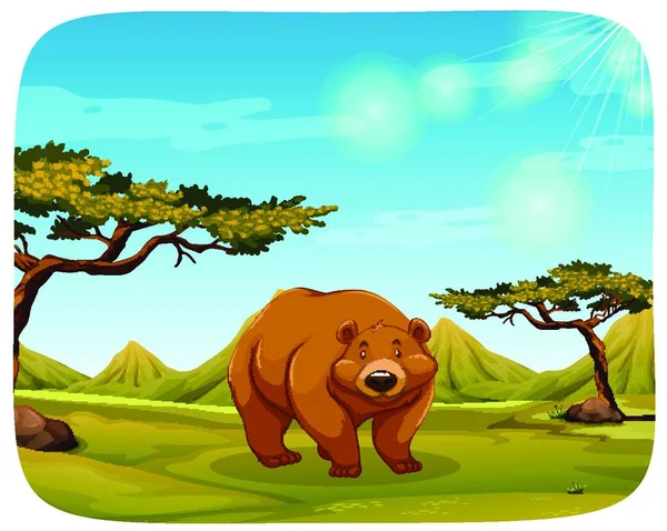 Niedźwiedź Scenie Przyrodniczej — Wektor stockowy