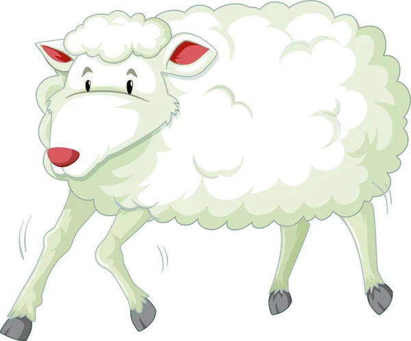 White Cartoon Sheep Character — Vettoriale Stock