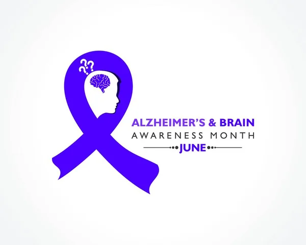 Ilustracja Wektorowa Miesiąca Świadomości Temat Choroby Alzheimera Mózgu Obserwowana Czerwcu — Wektor stockowy