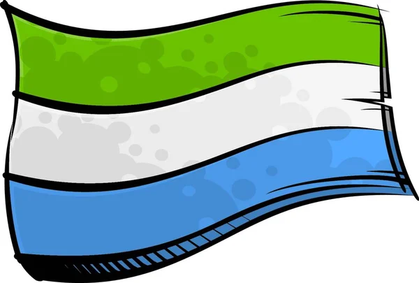 Bandera Pintada Sierra Leona Ondeando Con Viento — Vector de stock