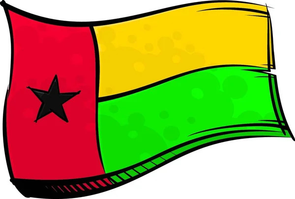 Geschilderde Vlag Van Guinee Bissau Wapperend Wind — Stockvector